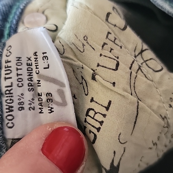 Cowgirl tuff emerald rhinestones jean - Picture 4 of 8